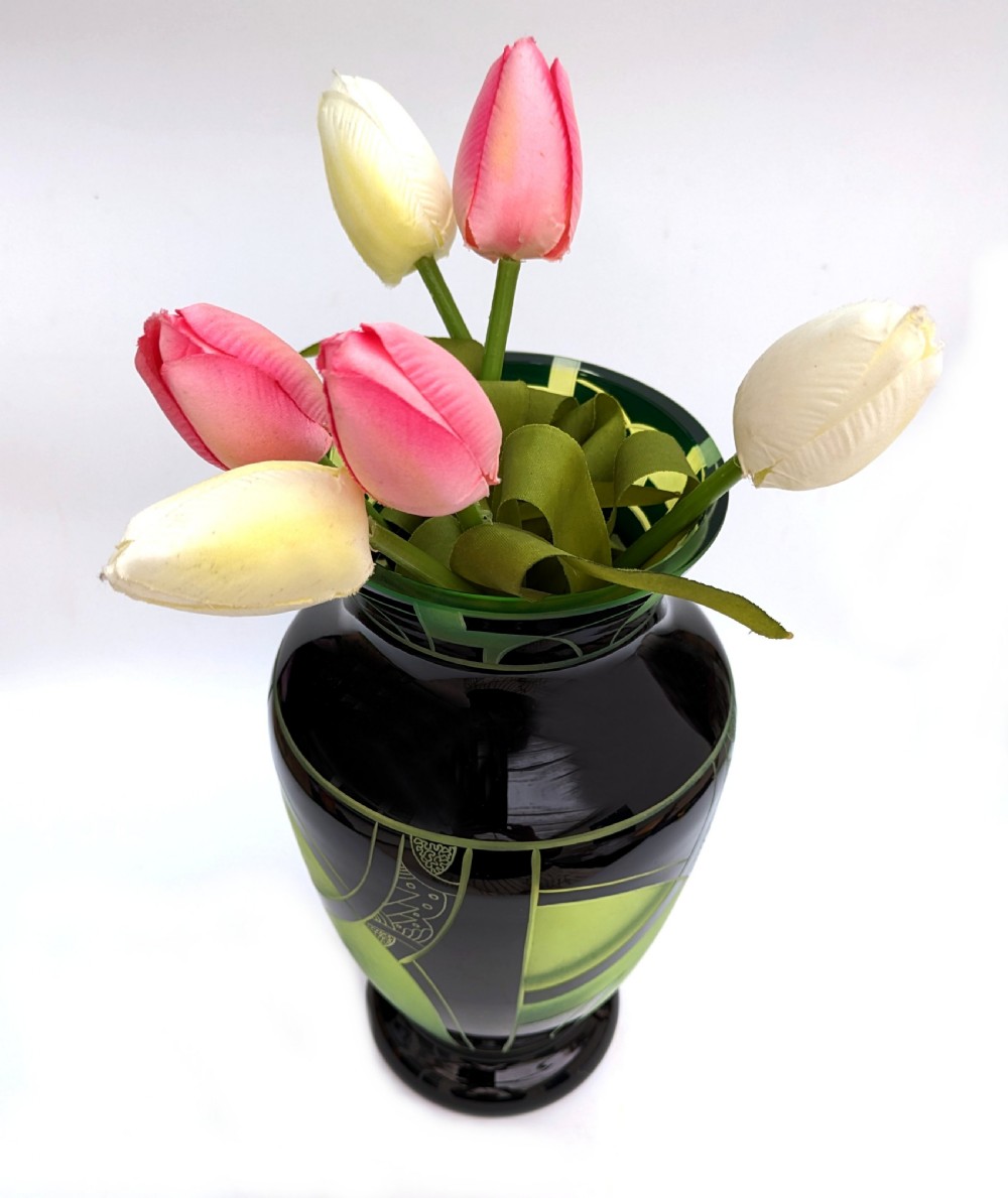 Art Deco Large Czech Glass Vase By Karl Palda, c1930 View IX
