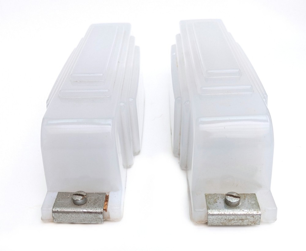 Art Deco Pair Of Opaque Glass Wall lights, c1930 View VI