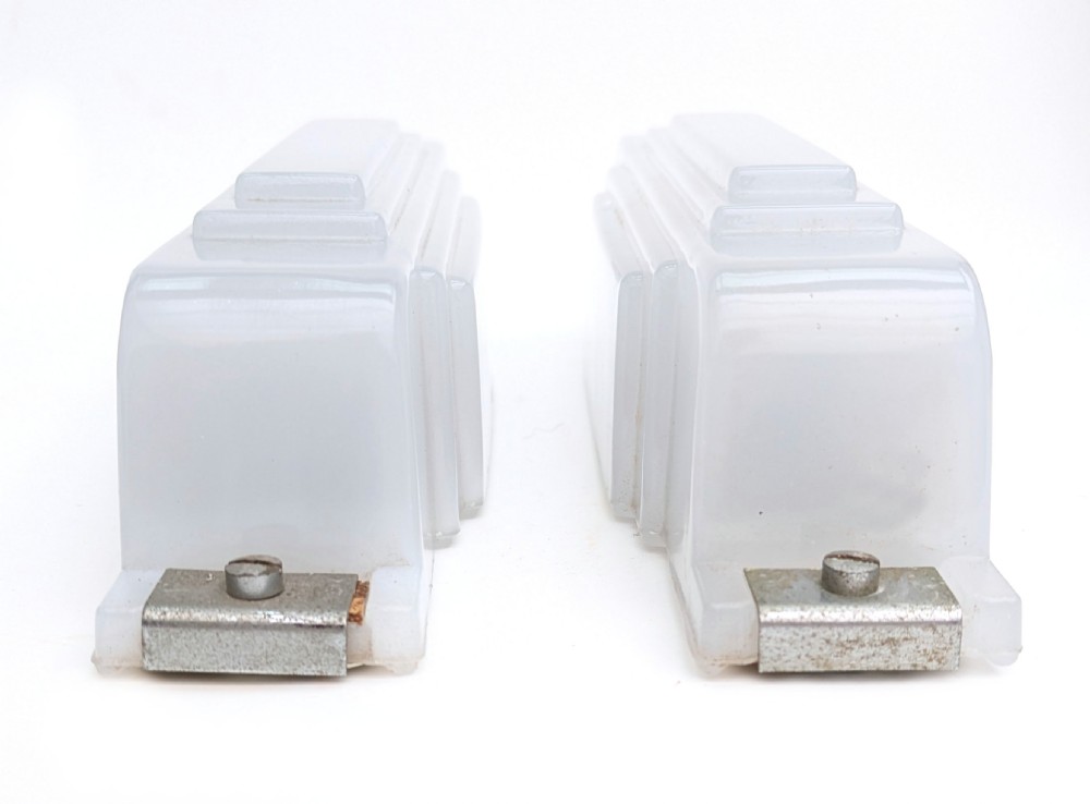 Art Deco Pair Of Opaque Glass Wall lights, c1930 View VII