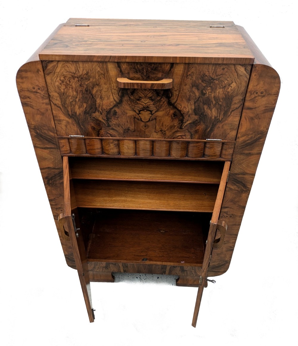 Art Deco Figured Walnut Cocktail cabinet , c1930 View III