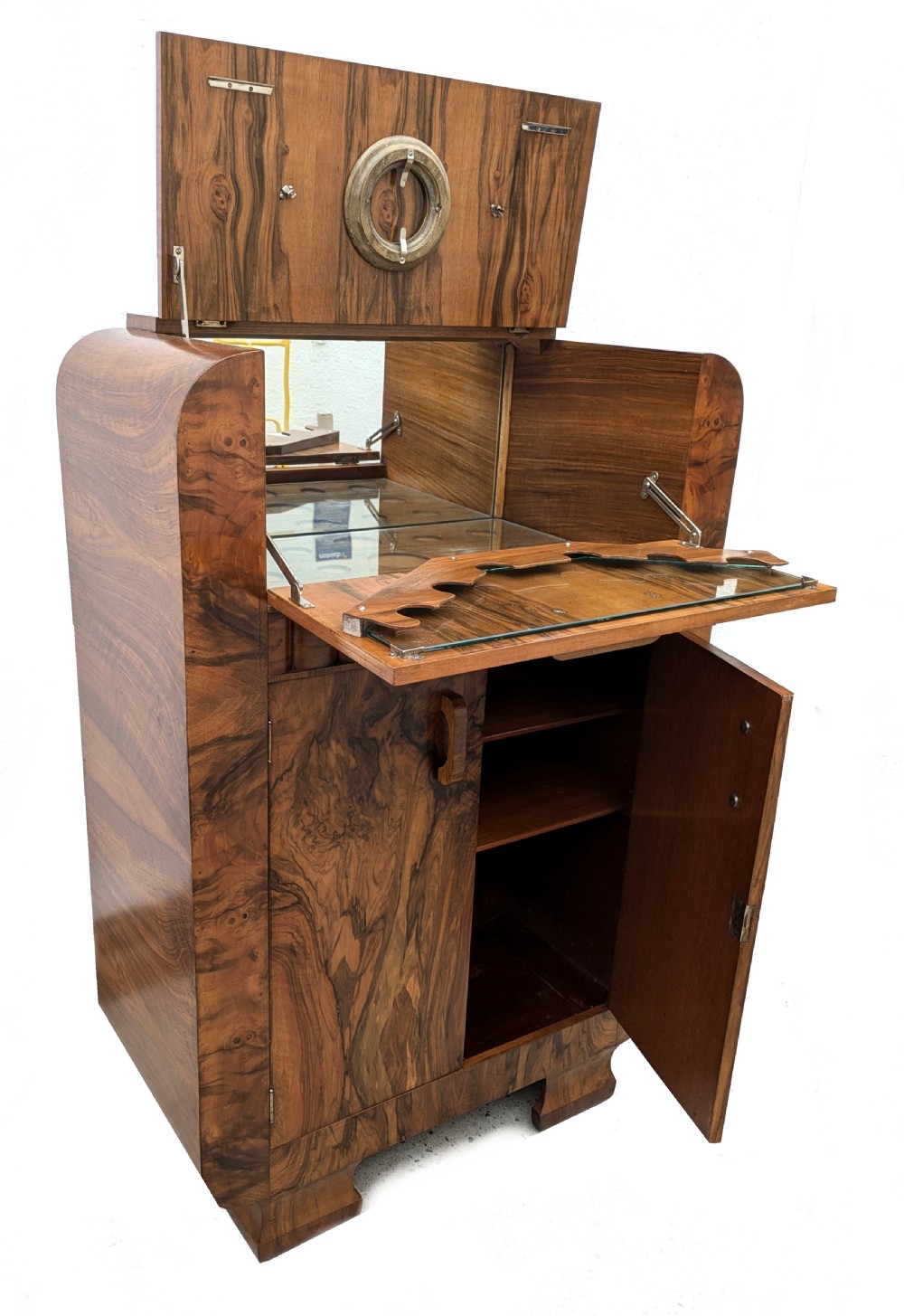 Art Deco Figured Walnut Cocktail cabinet , c1930 View V