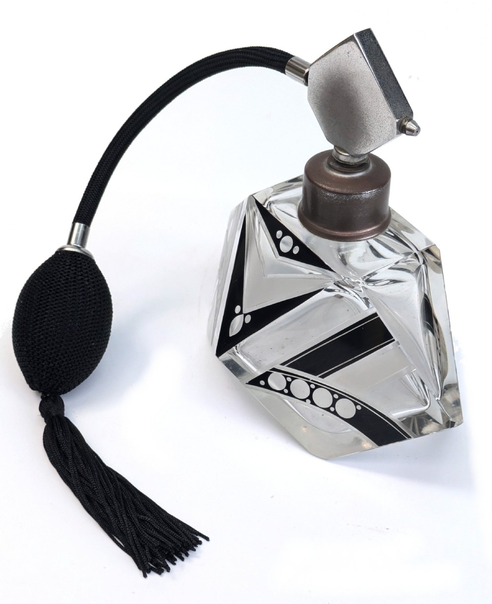 Art Deco Large Atomizer Ladies Perfume Glass Bottle By Karl Palda, c 1930's View III