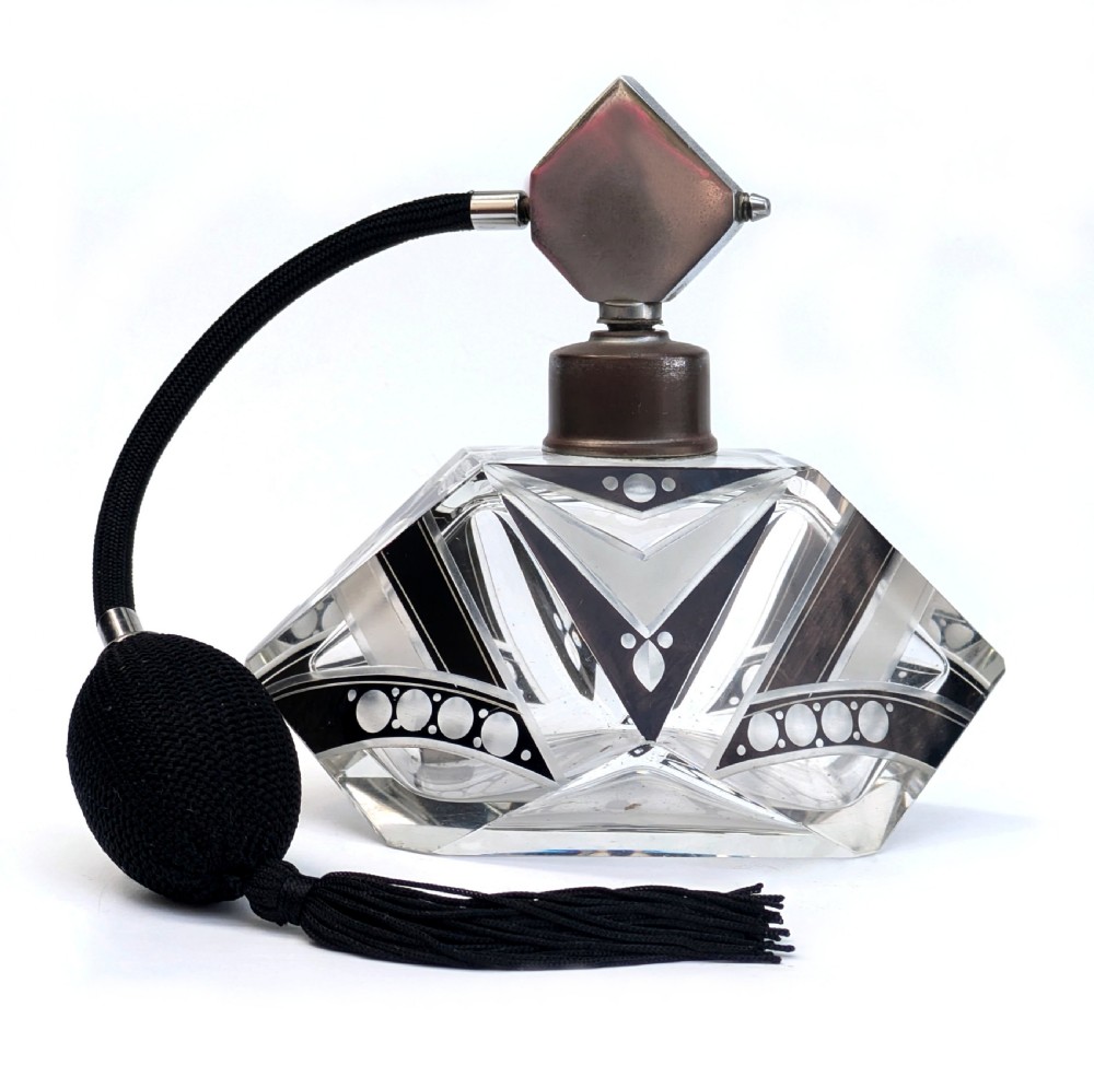 Art Deco Large Atomizer Ladies Perfume Glass Bottle By Karl Palda, c 1930's View IV