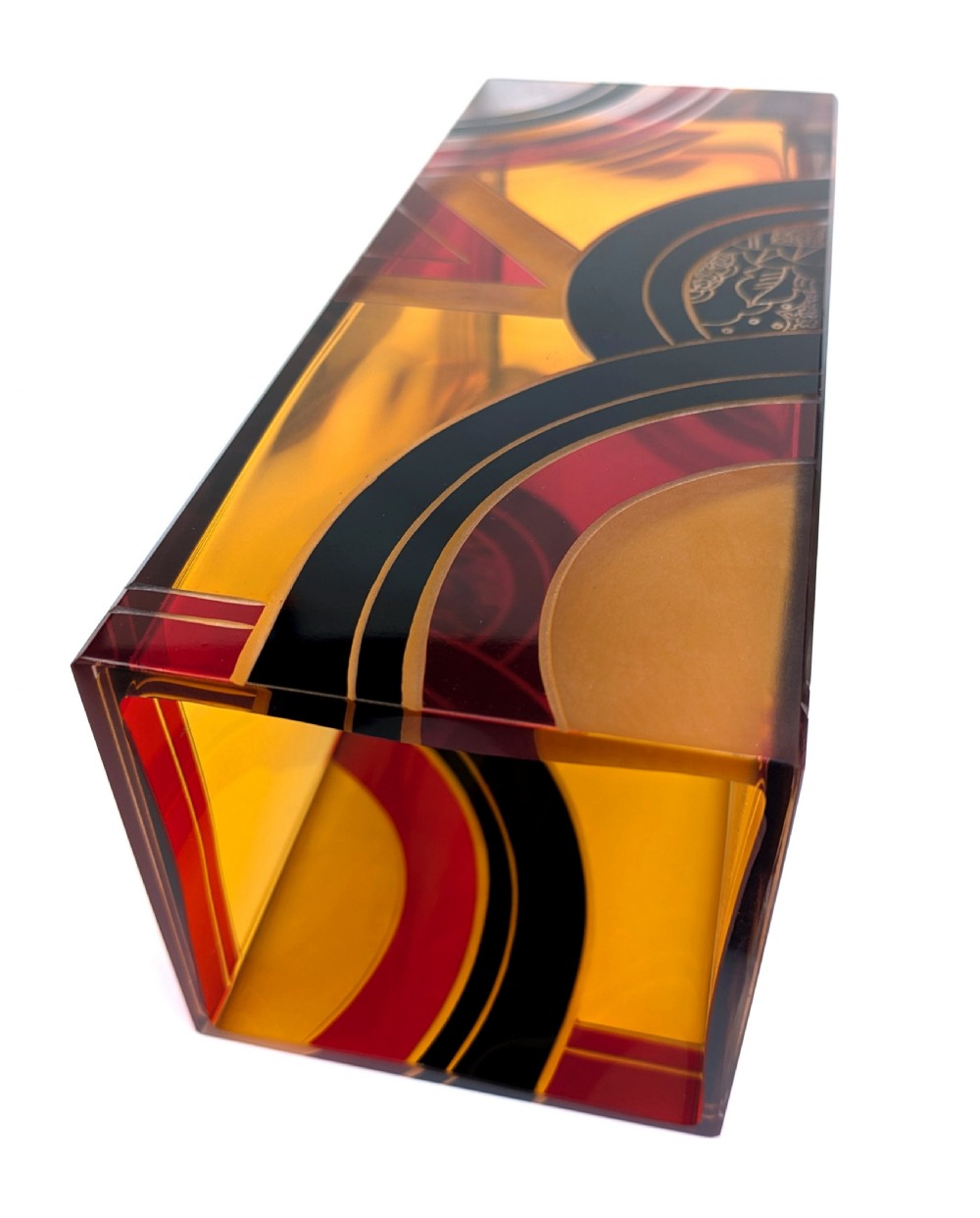 Art Deco Large Czech Amber Glass Vase By Karl Palda, c1930 View VI