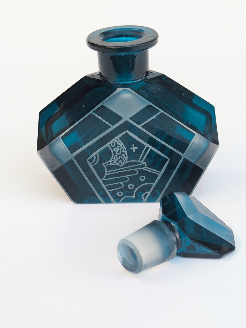 Art Deco Blue Glass Perfume Bottle By Karl Palda, 1930's View VI
