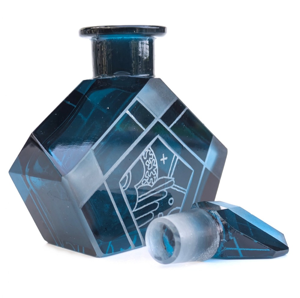 Art Deco Blue Glass Perfume Bottle By Karl Palda, 1930's View VIII