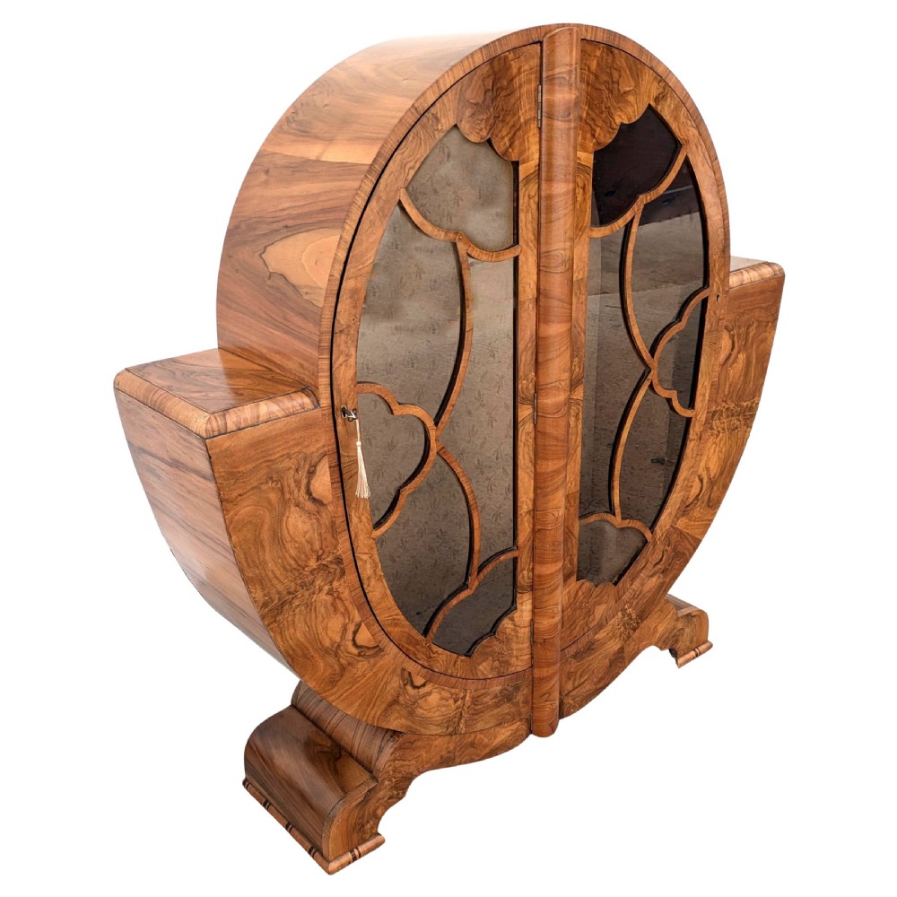 Art Deco Spectacular Display Cabinet in Walnut, English, c1930s View II