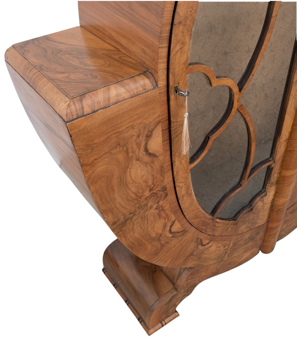 Art Deco Spectacular Display Cabinet in Walnut, English, c1930s View V