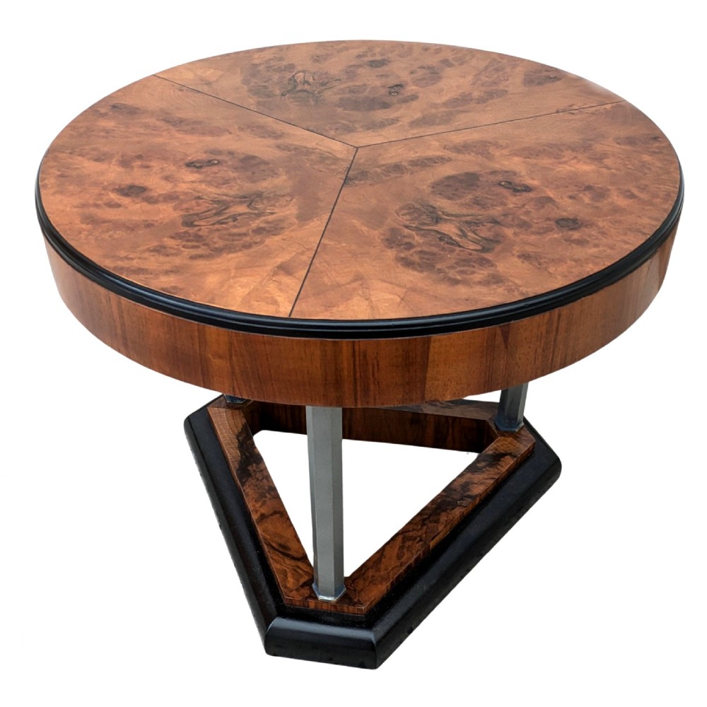 Art Deco Modernist Walnut & Chrome Table, c1930