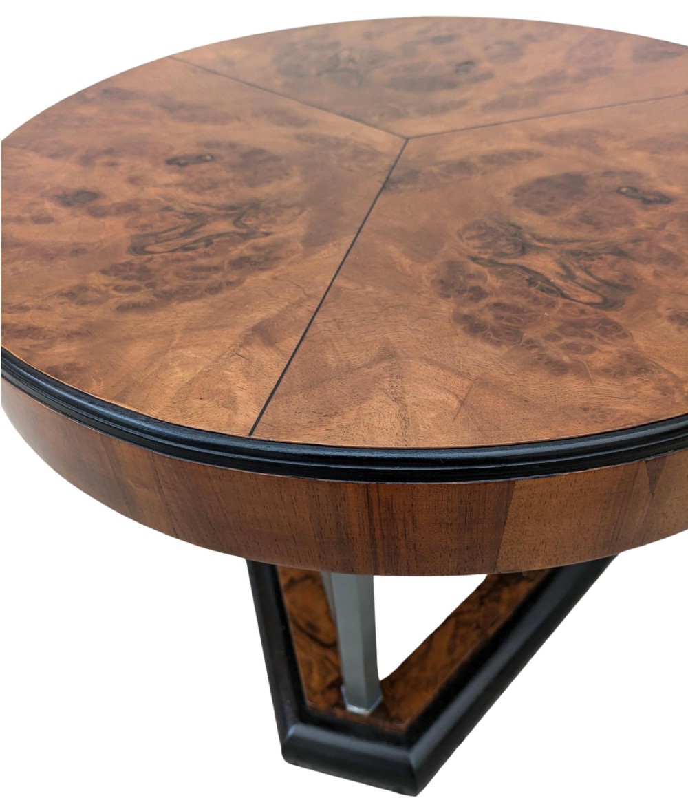 Art Deco Modernist Walnut & Chrome Table, c1930 View II