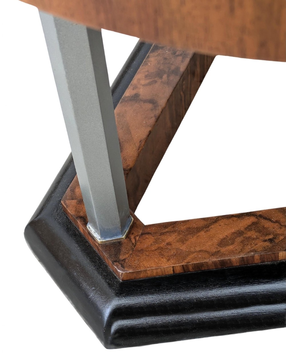 Art Deco Modernist Walnut & Chrome Table, c1930 View VI