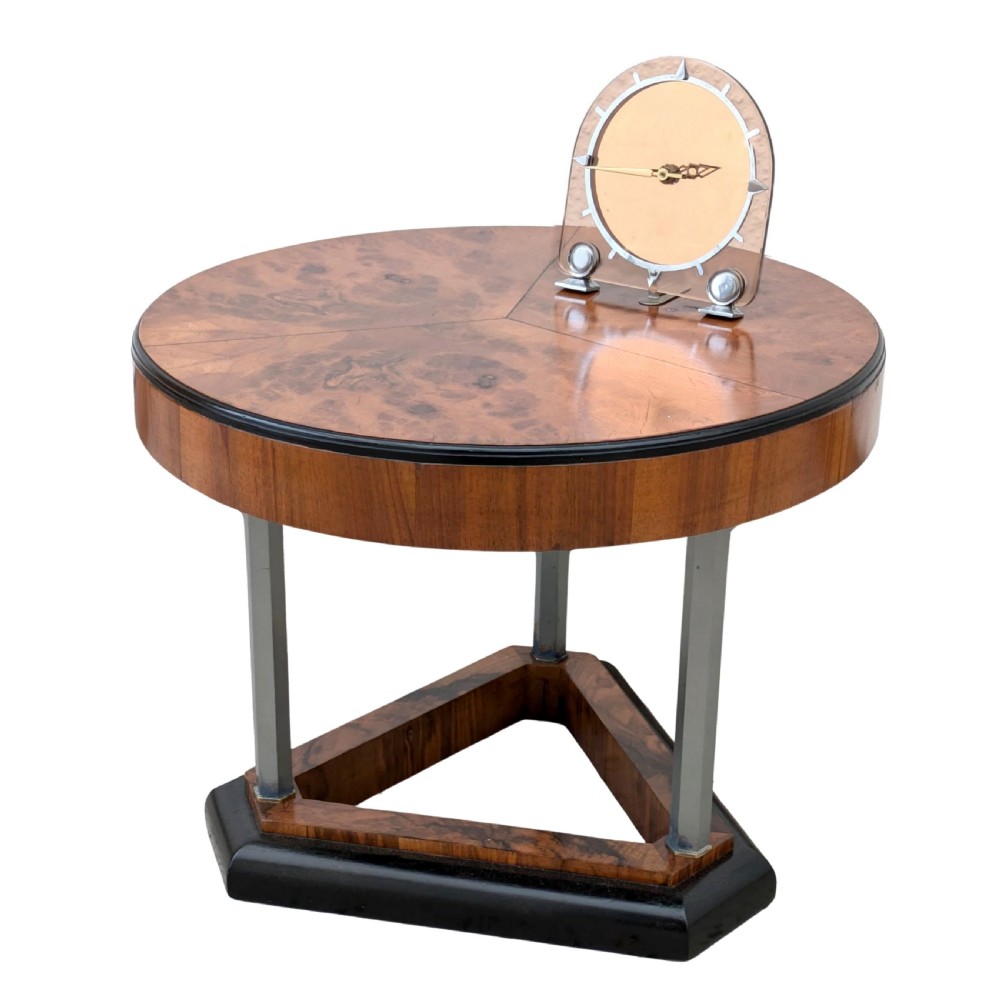Art Deco Modernist Walnut & Chrome Table, c1930 View VII