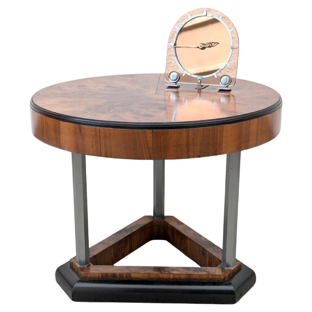 Art Deco Modernist Walnut & Chrome Table, c1930 View VIII
