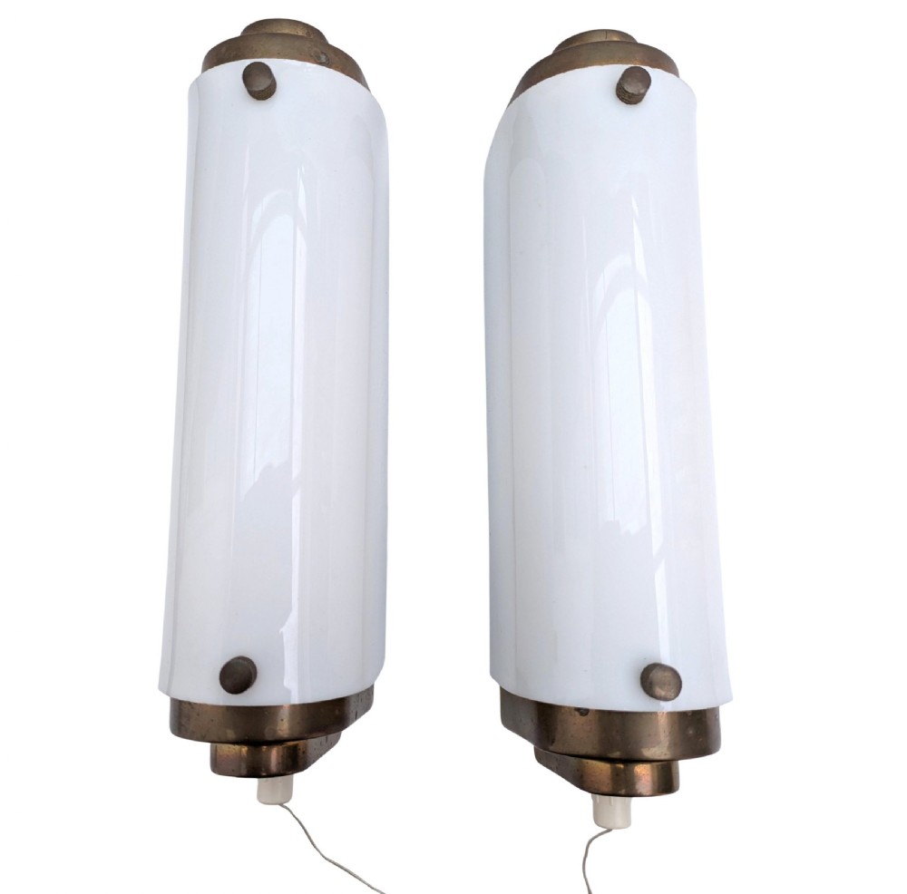 Art Deco Solid Brass & Acrylic Cinema Wall Lights