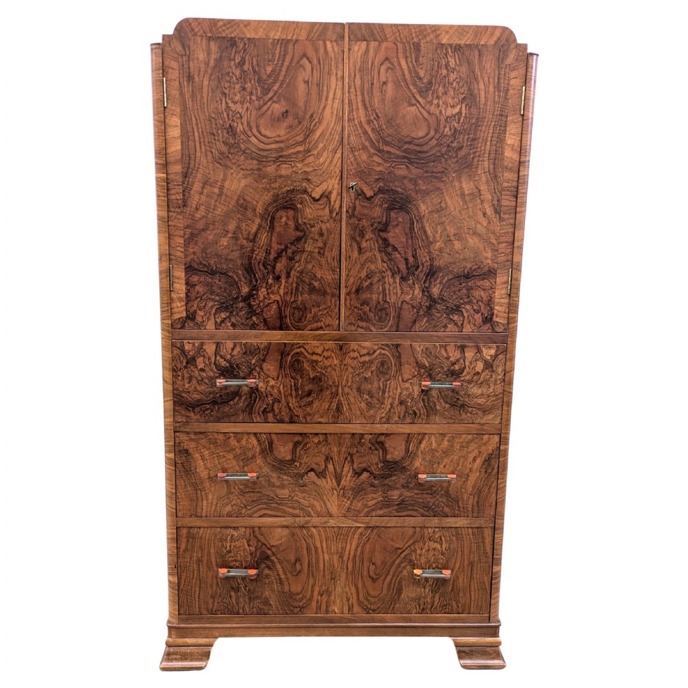 Art Deco Stylish Figured Walnut Tallboy, c1930