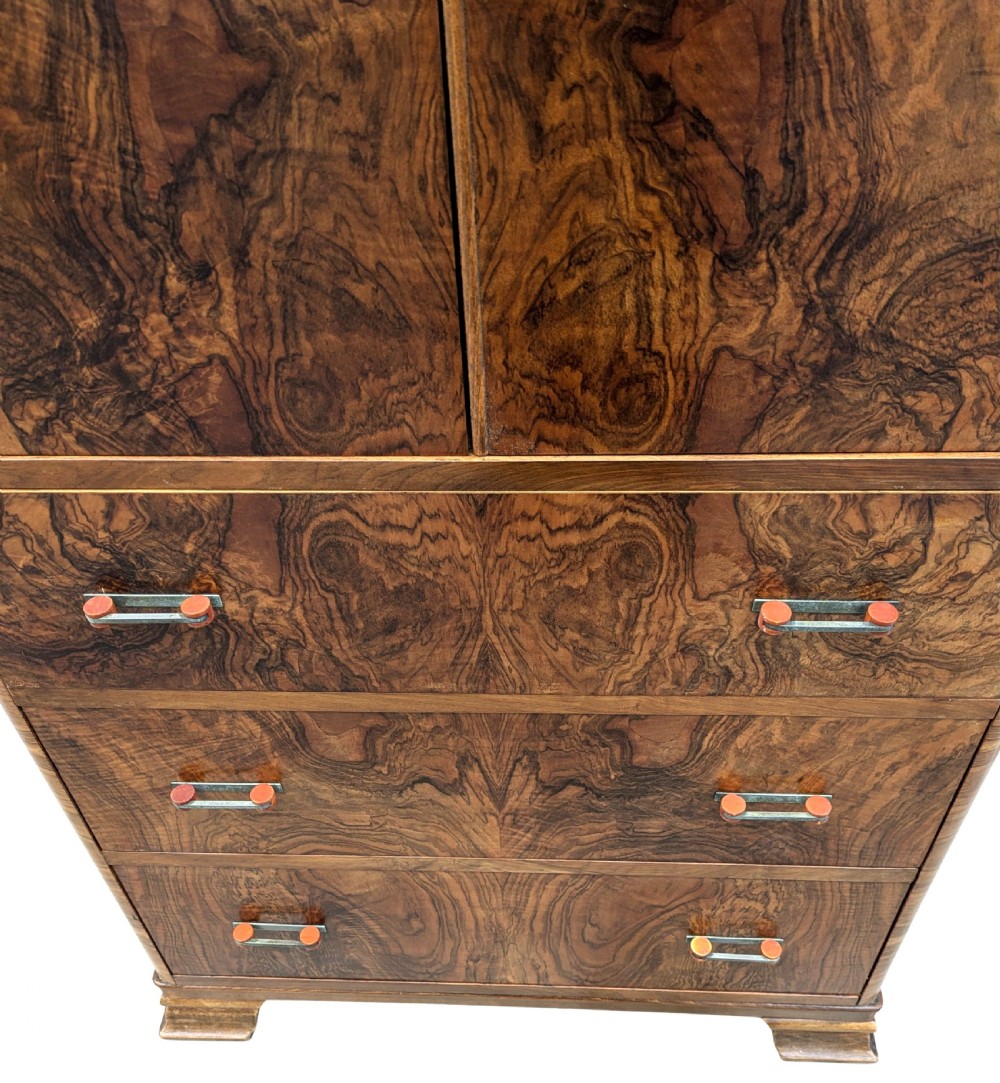 Art Deco Stylish Figured Walnut Tallboy, c1930 View II