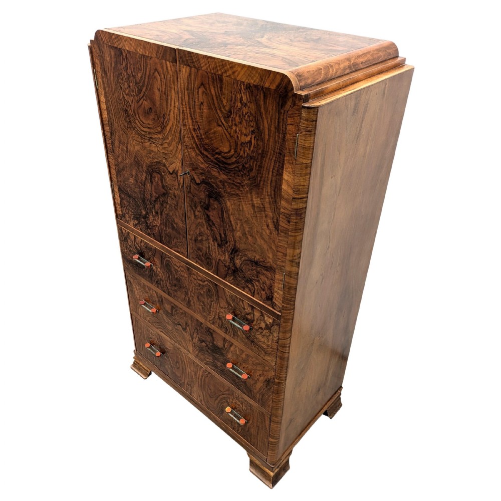 Art Deco Stylish Figured Walnut Tallboy, c1930 View IV