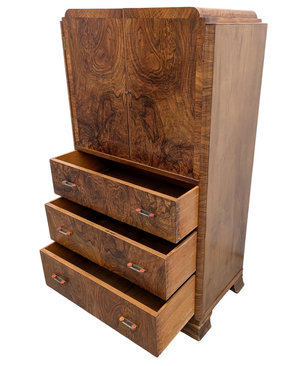 Art Deco Stylish Figured Walnut Tallboy, c1930 View VI
