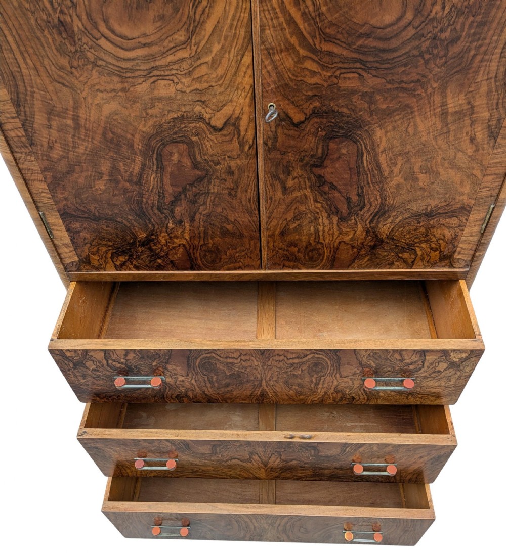 Art Deco Stylish Figured Walnut Tallboy, c1930 View VIII