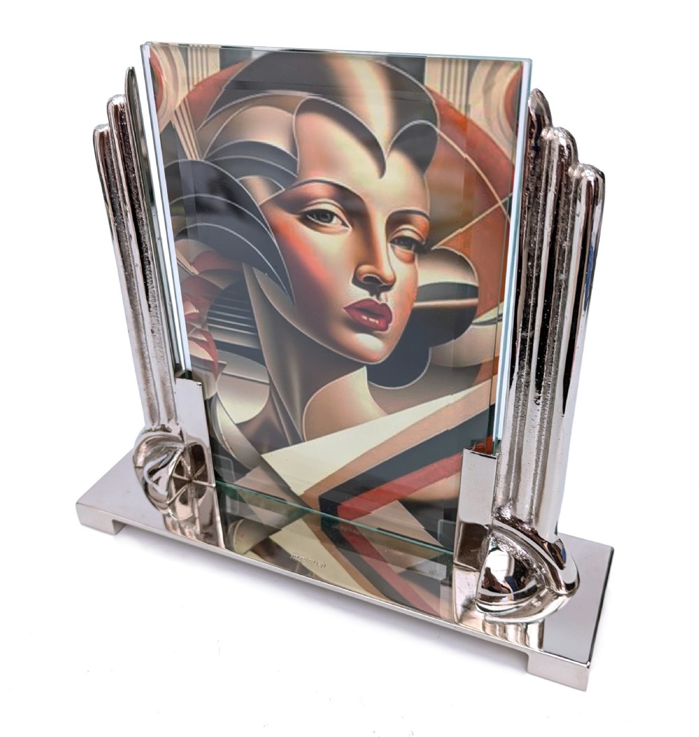 Art Deco Odeon Nickle Silver Free Standing Picture Frame, c1930 View II