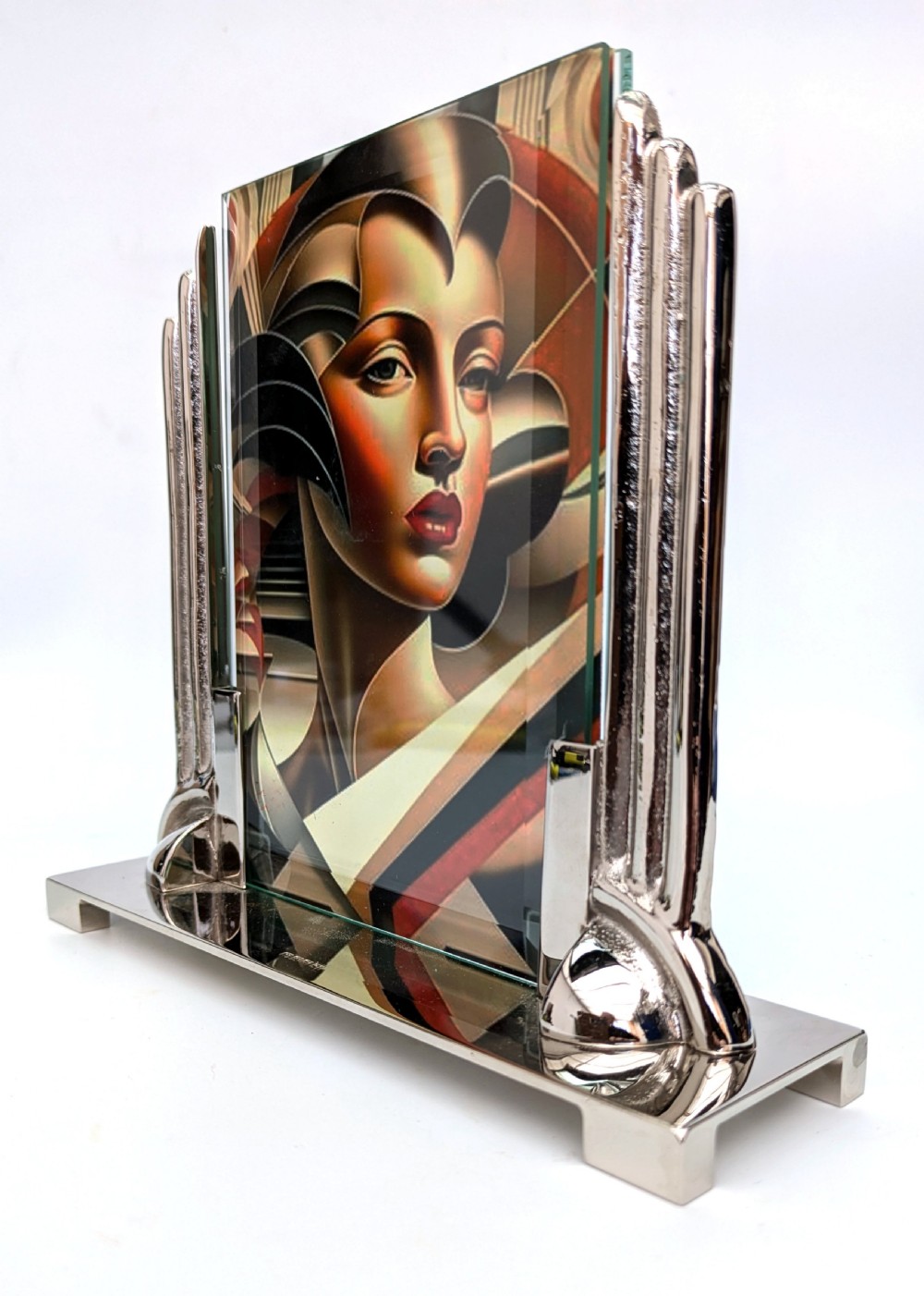 Art Deco Odeon Nickle Silver Free Standing Picture Frame, c1930 View V