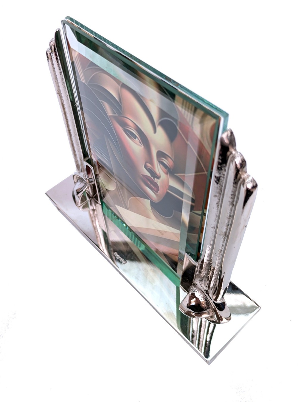 Art Deco Odeon Nickle Silver Free Standing Picture Frame, c1930 View VII