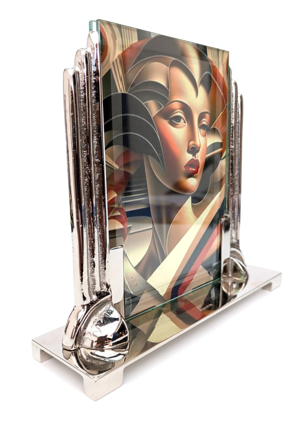 Art Deco Odeon Nickle Silver Free Standing Picture Frame, c1930 View VIII