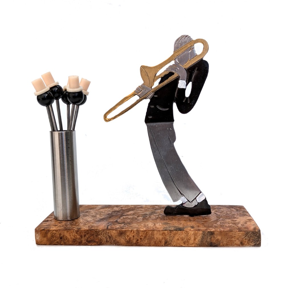 Art Deco Novelty Cocktail Sticks 'Jaz Player' by Sudre, French, 1930's View III
