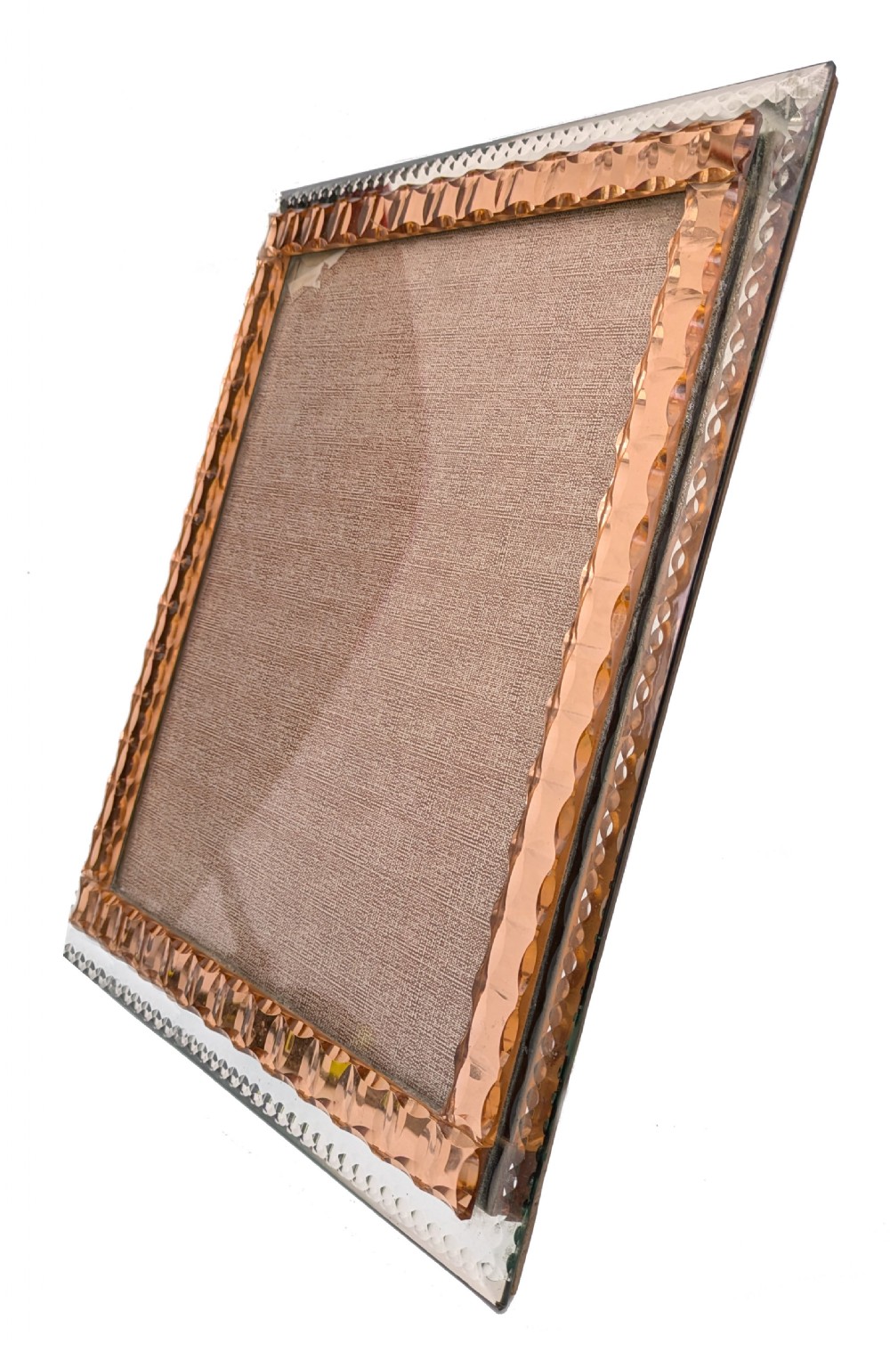 Art Deco Original Huge Peach Mirrored Bevelled Glass Picture Frame, c1930 View III