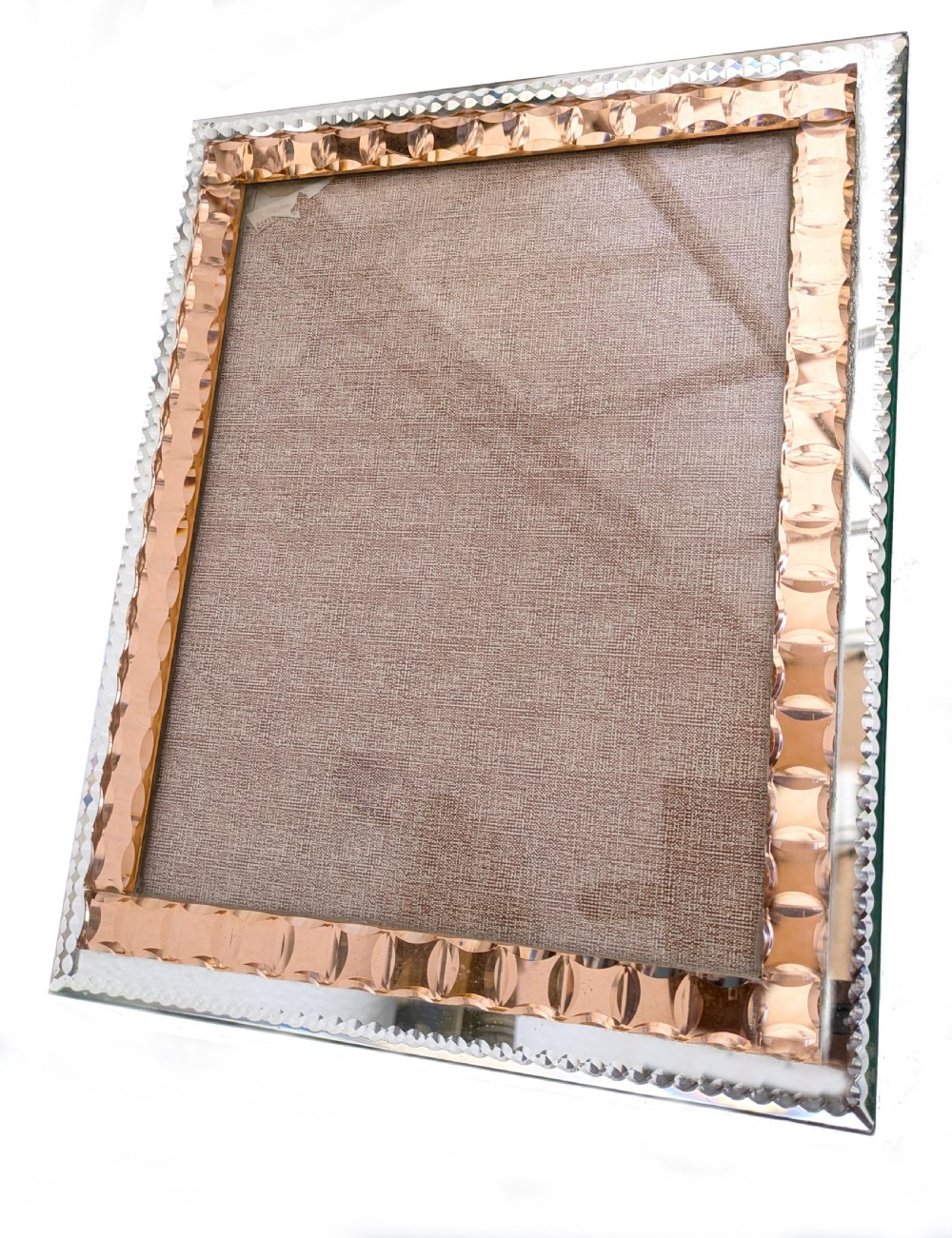 Art Deco Original Huge Peach Mirrored Bevelled Glass Picture Frame, c1930 View IV