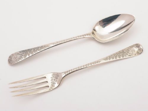 fig 1. Cased English Silver Christening Set