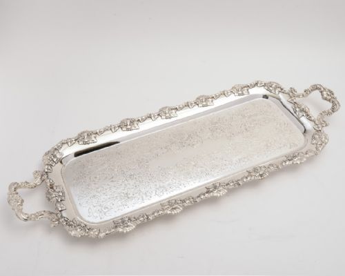 Oblong Silver Plated Serving Tray, Circa 1920