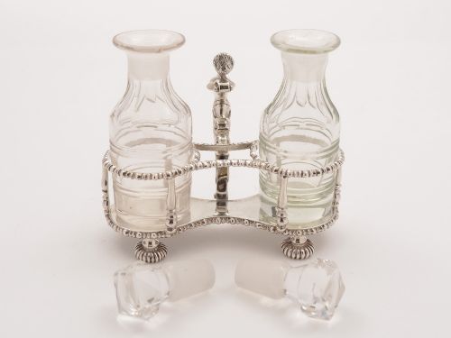 fig 1. Novelty Silver Oil and Vinegar Cruet, London 1916