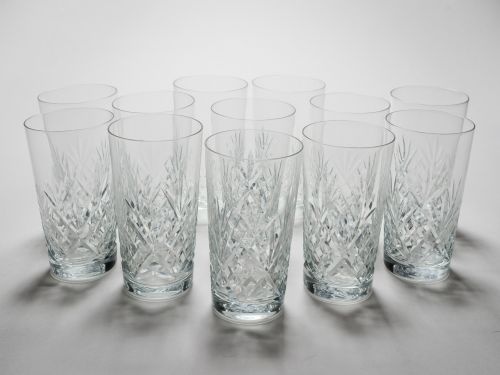 Set of 12 Cut Glass Tumblers, Circa 1920