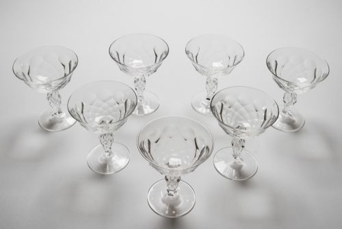 Set of 7 Champagne Glasses, Circa 1900