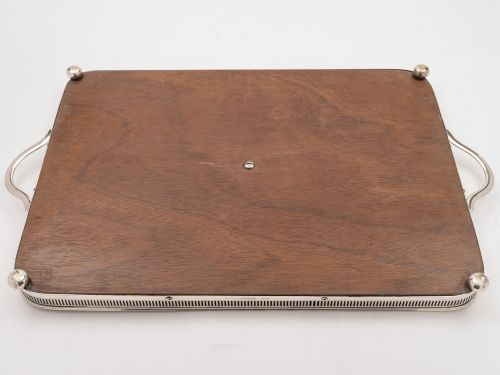 fig 1. 19th Century Victorian Oak and Silver Plated Gallery Tray, Circa 1890