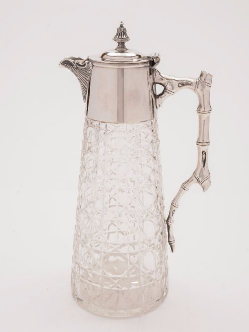 Victorian Cut Glass and Silver Plated Claret Jug, Circa 1880