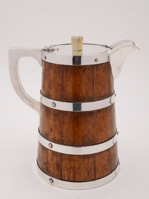 Oak and Silver Plated Water Jug  / Pitcher