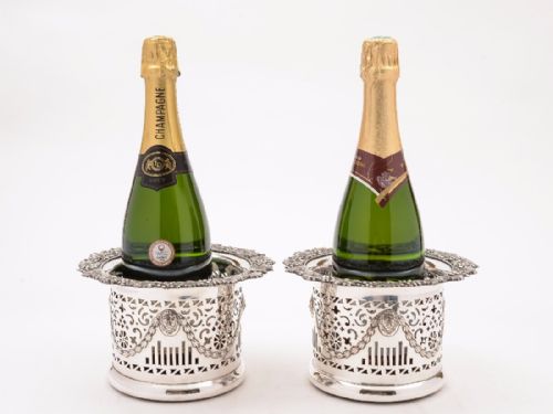 fig 1. Pair of Victorian Silver Plated Champagne Coasters, Circa 1880
