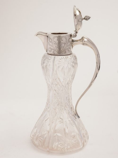 fig 1. Edwardian Art Nouveau Silver Topped Claret Jug