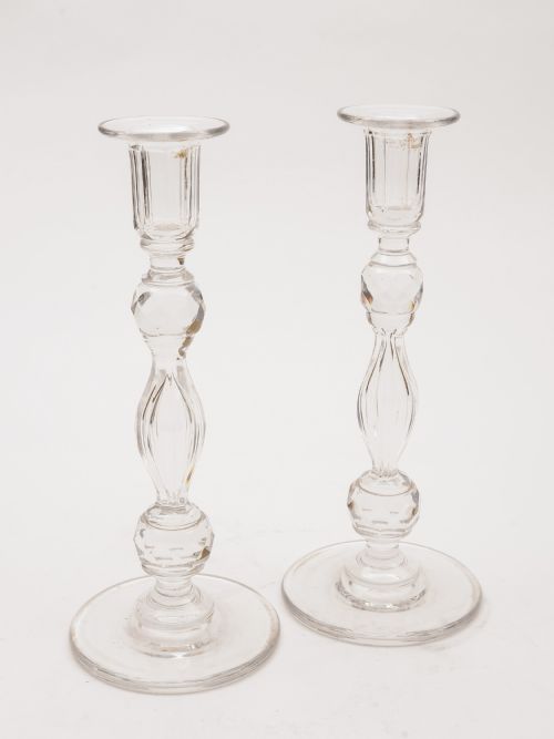Pair of Edwardian Glass Candlesticks, Circa 1905