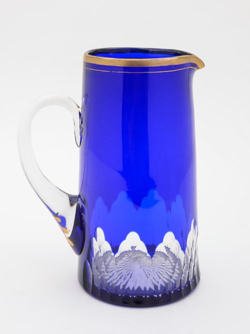 Bristol Blue Overlaid Water Jug/pitcher