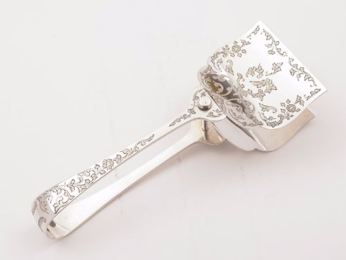 Edwardian Silver Serving Tongs, Sheffield 1909