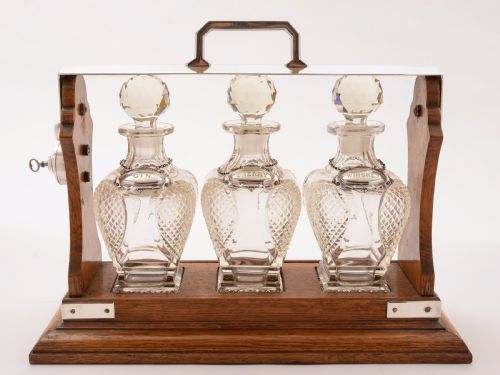 Victorian 3 Bottle Tantalus, Circa 1880