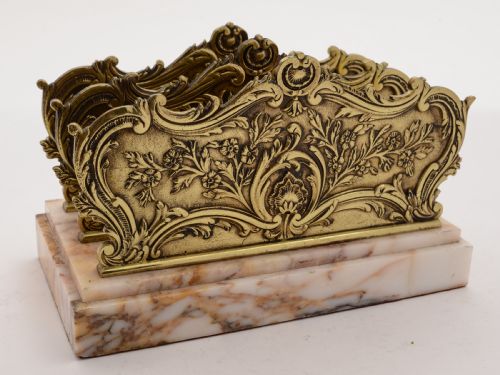 Art Deco Brass and Marble Letter Rack, Circa 1930