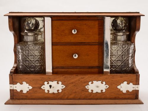 Edwardian Oak Tantalus, Circa 1905
