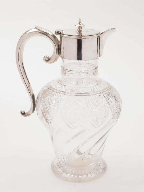Victorian Glass and Silver Plated Claret Jug, Circa 1890