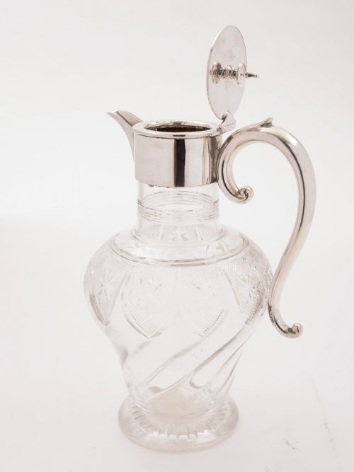 fig 1. Victorian Glass and Silver Plated Claret Jug, Circa 1890