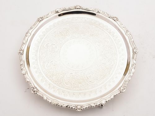 Victorian Silver Plated Salver/tray, Circa 1880
