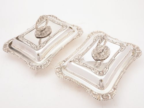 Pair of Edwardian Silver Plated Entree Dishes, Circa 1905